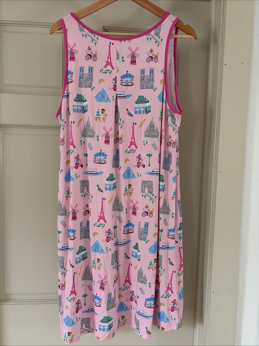 Little Sleepies Paris Pink Nightgown Women’s Size Large Bamboo Sleep Dress Soft - Picture 3 of 7